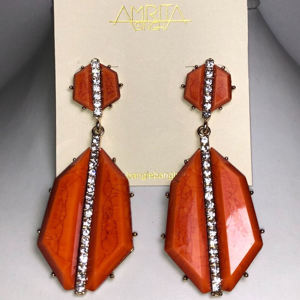 Amrita Coral Crystal Dangle Earrings